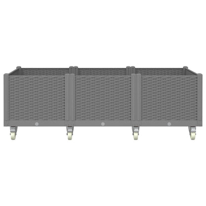 Fioriera da Giardino con Ruote Grigio Chiaro 150x80x54 cm in PP - homemem39