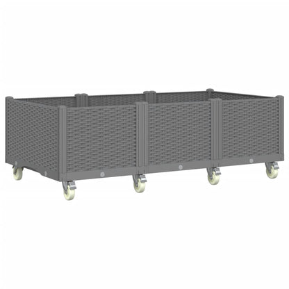 Fioriera da Giardino con Ruote Grigio Chiaro 150x80x54 cm in PP - homemem39