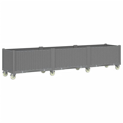 Fioriera da Giardino con Ruote Grigio Chiaro 240x50x54 cm in PP