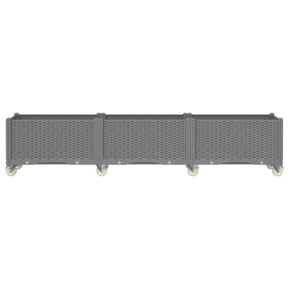 Fioriera da Giardino con Ruote Grigio Chiaro 240x50x54 cm in PP