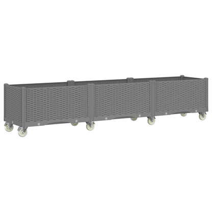 Fioriera da Giardino con Ruote Grigio Chiaro 240x50x54 cm in PP