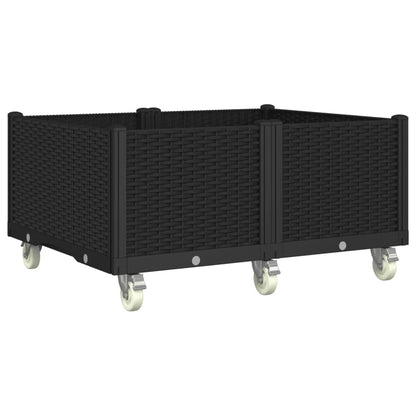 Fioriera da Giardino con Ruote Nera 100x80x54 cm in PP - homemem39