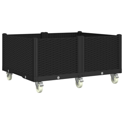 Fioriera da Giardino con Ruote Nera 100x80x54 cm in PP - homemem39