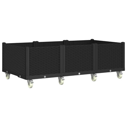 Fioriera da Giardino con Ruote Nera 150x80x54 cm in PP - homemem39
