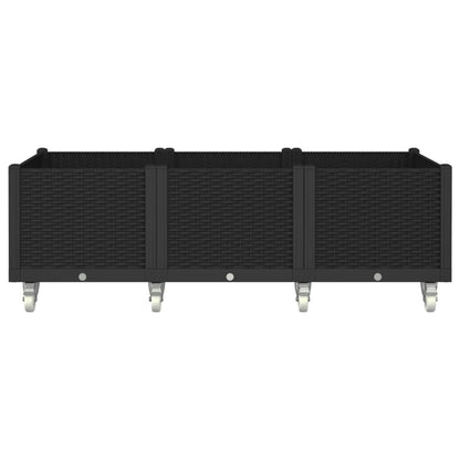Fioriera da Giardino con Ruote Nera 150x80x54 cm in PP - homemem39