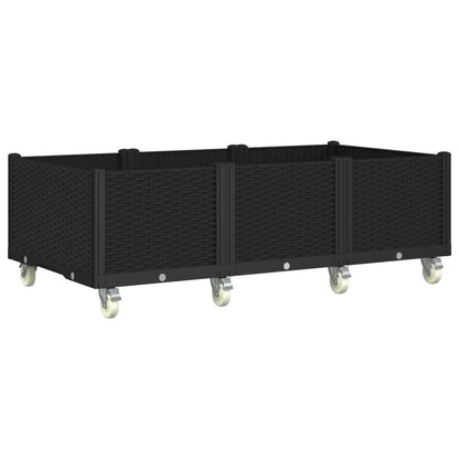 Fioriera da Giardino con Ruote Nera 150x80x54 cm in PP - homemem39