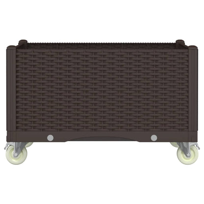 Fioriera da Giardino con Ruote Marrone 80x50x54 cm in PP