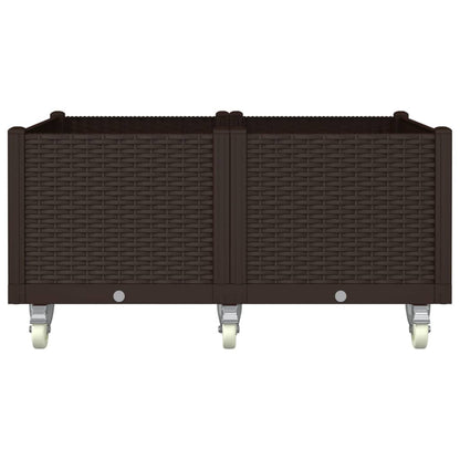 Fioriera da Giardino con Ruote Marrone 100x80x54 cm in PP