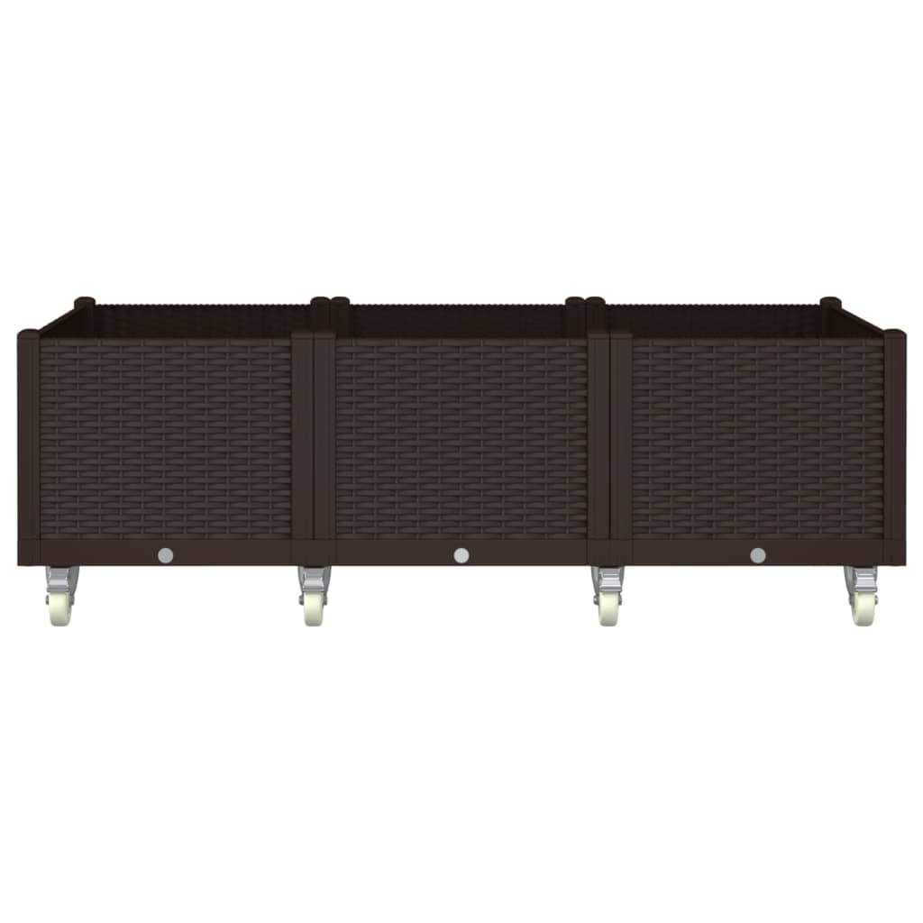 Fioriera da Giardino con Ruote Marrone 150x80x54 cm in PP