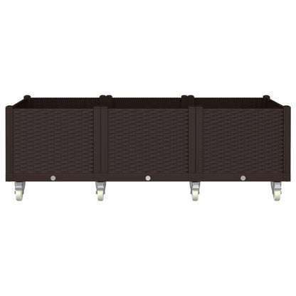 Fioriera da Giardino con Ruote Marrone 150x80x54 cm in PP