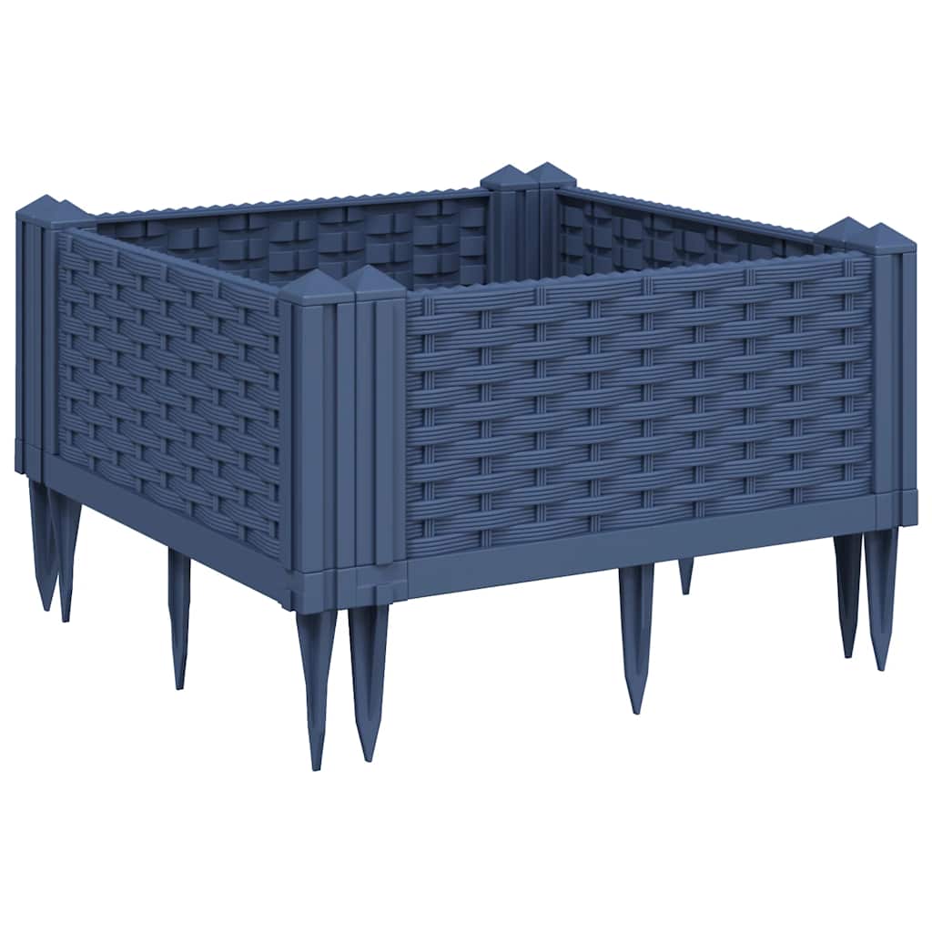 Fioriera Giardino con Picchetti Grigio Blu 42,5x42,5x28,5 cm PP - homemem39