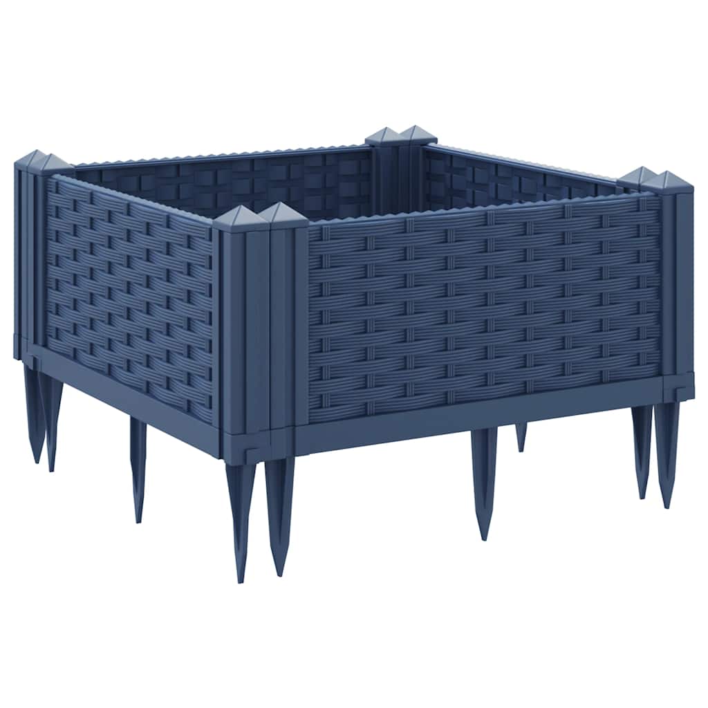 Fioriera Giardino con Picchetti Grigio Blu 42,5x42,5x28,5 cm PP - homemem39