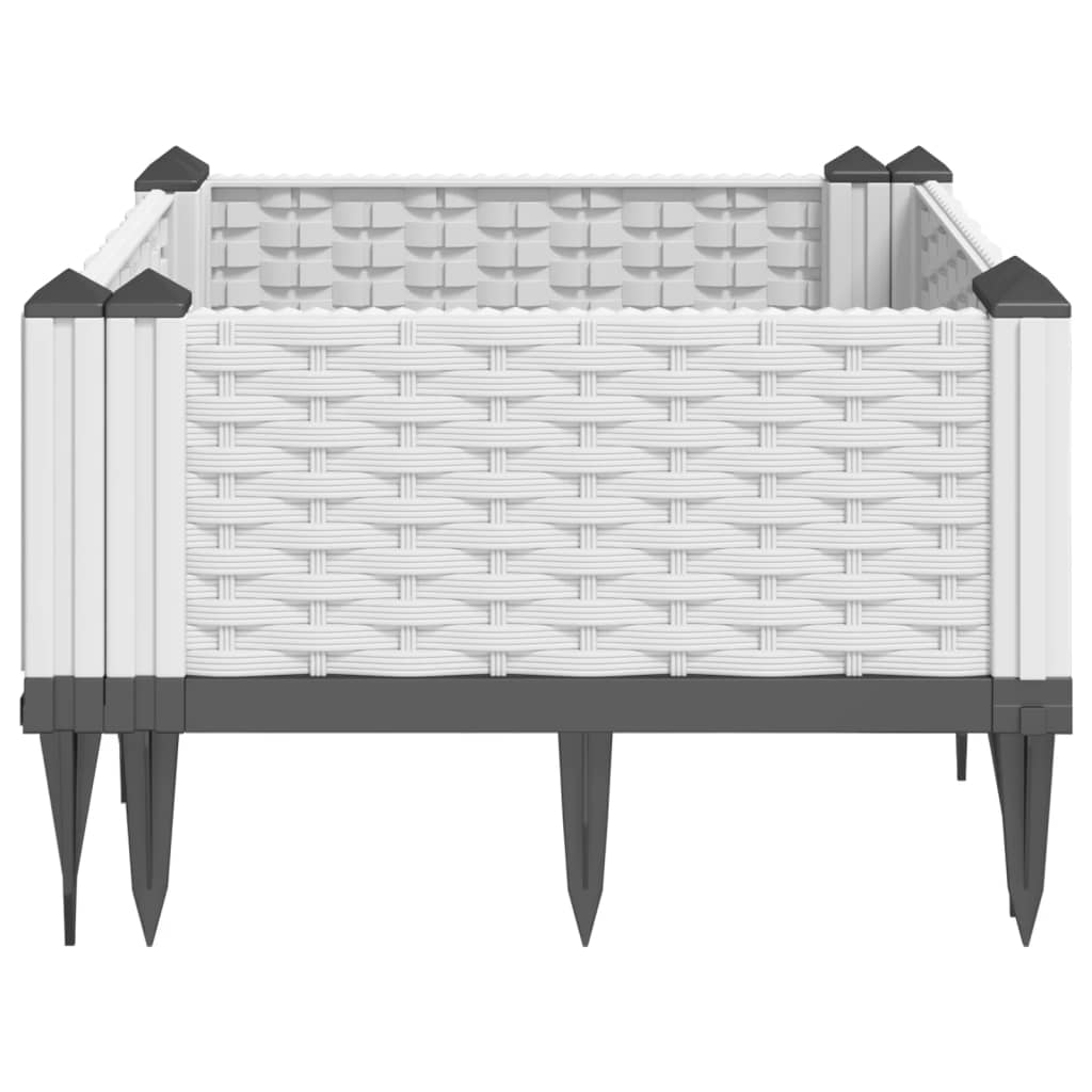 Fioriera da Giardino con Picchetti Bianca 42,5x42,5x28,5 cm PP | homemem39
