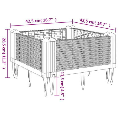 Fioriera da Giardino con Picchetti Bianca 42,5x42,5x28,5 cm PP | homemem39