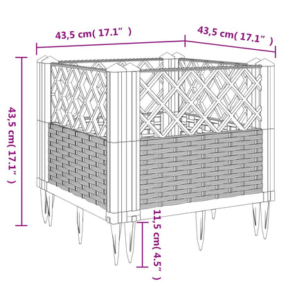 Fioriera da Giardino con Picchetti Nera 43,5x43,5x43,5 cm PP