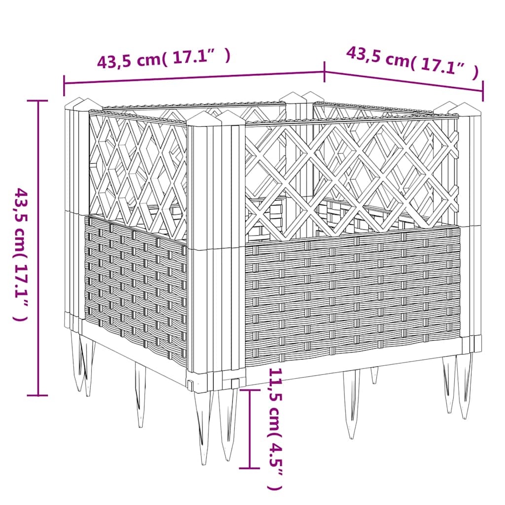 Fioriera Giardino Picchetti Grigio Blu 43,5x43,5x43,5 cm PP | homemem39