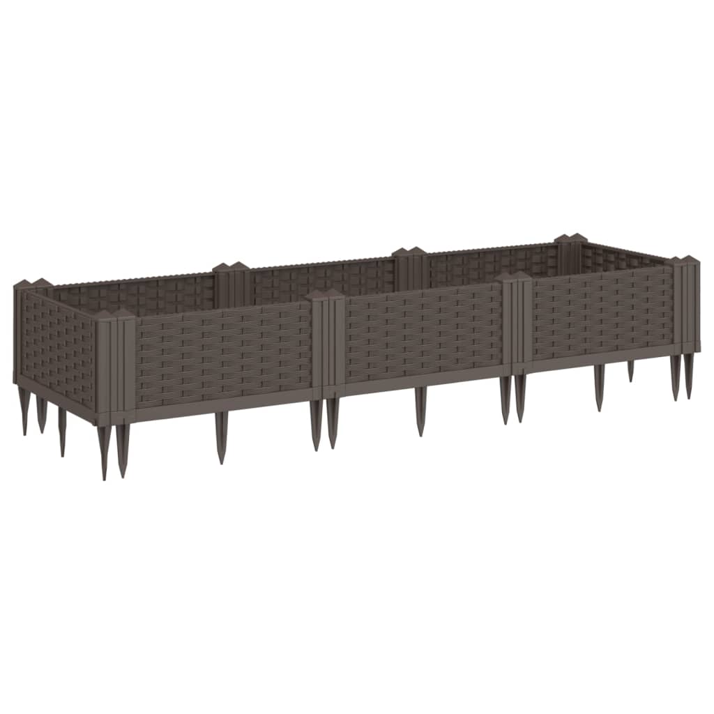 Fioriera da Giardino con Picchetti Marrone 125x40x28,5 cm PP - homemem39