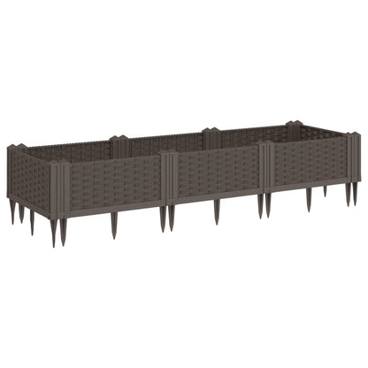 Fioriera da Giardino con Picchetti Marrone 125x40x28,5 cm PP - homemem39