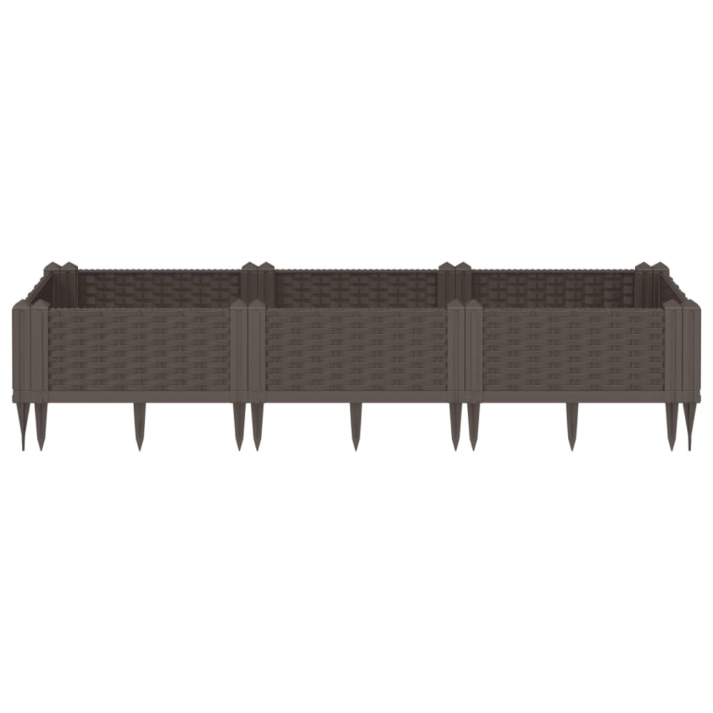 Fioriera da Giardino con Picchetti Marrone 125x40x28,5 cm PP - homemem39