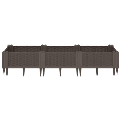 Fioriera da Giardino con Picchetti Marrone 125x40x28,5 cm PP - homemem39