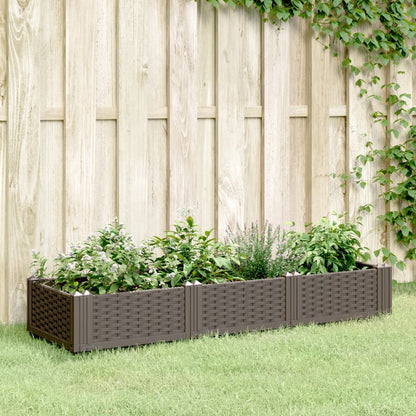 Fioriera da Giardino con Picchetti Marrone 125x40x28,5 cm PP - homemem39