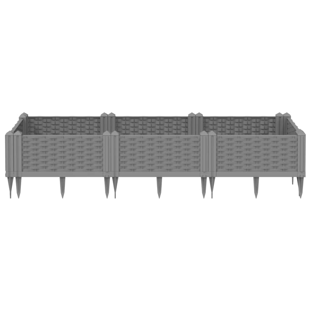 Fioriera Giardino con Picchetti Grigio Chiaro 125x40x28,5 cm PP - homemem39
