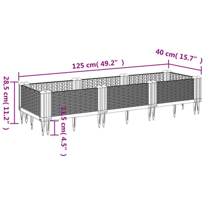 Fioriera Giardino con Picchetti Grigio Chiaro 125x40x28,5 cm PP - homemem39