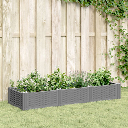 Fioriera Giardino con Picchetti Grigio Chiaro 125x40x28,5 cm PP - homemem39