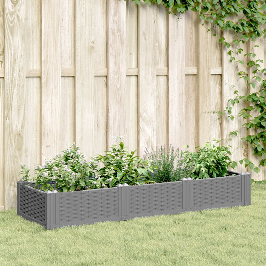 Fioriera Giardino con Picchetti Grigio Chiaro 125x40x28,5 cm PP - homemem39