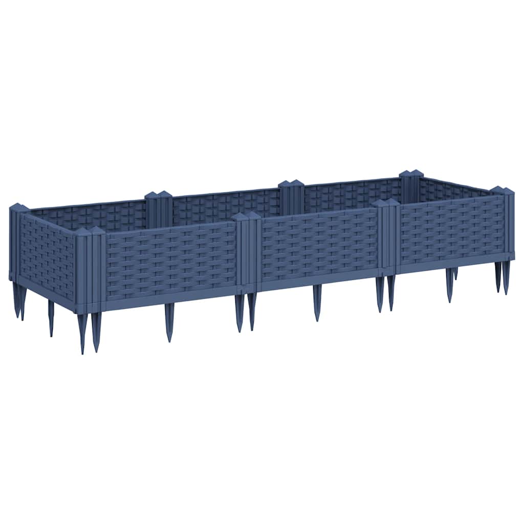 Fioriera Giardino con Picchetti Grigio Blu 125x40x28,5 cm PP - homemem39