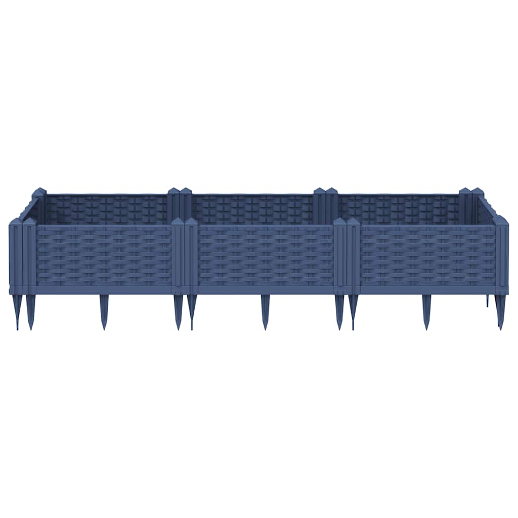 Fioriera Giardino con Picchetti Grigio Blu 125x40x28,5 cm PP - homemem39