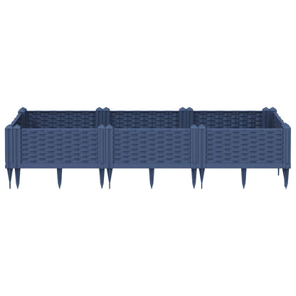 Fioriera Giardino con Picchetti Grigio Blu 125x40x28,5 cm PP - homemem39