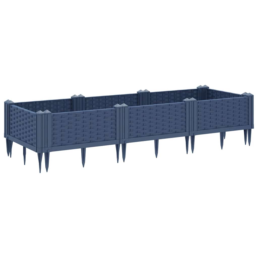 Fioriera Giardino con Picchetti Grigio Blu 125x40x28,5 cm PP - homemem39