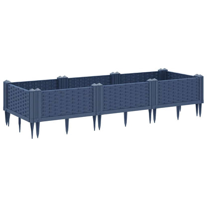 Fioriera Giardino con Picchetti Grigio Blu 125x40x28,5 cm PP - homemem39