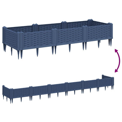 Fioriera Giardino con Picchetti Grigio Blu 125x40x28,5 cm PP - homemem39