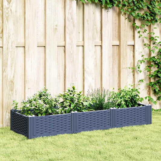 Fioriera Giardino con Picchetti Grigio Blu 125x40x28,5 cm PP - homemem39