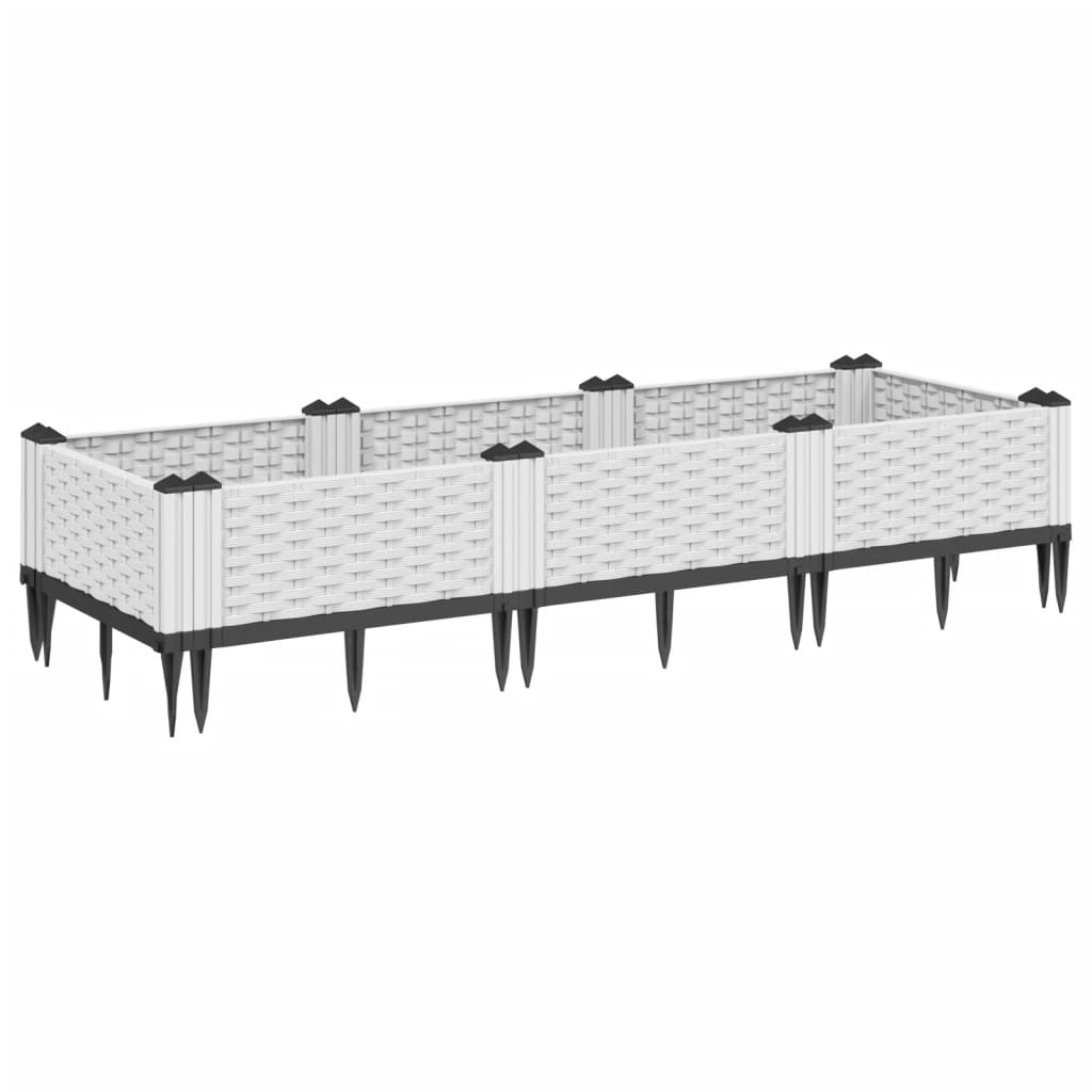 Fioriera da Giardino con Picchetti Bianca 125x40x28,5 cm PP - homemem39
