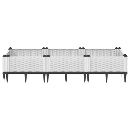 Fioriera da Giardino con Picchetti Bianca 125x40x28,5 cm PP - homemem39