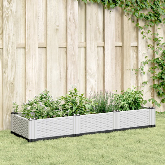 Fioriera da Giardino con Picchetti Bianca 125x40x28,5 cm PP - homemem39