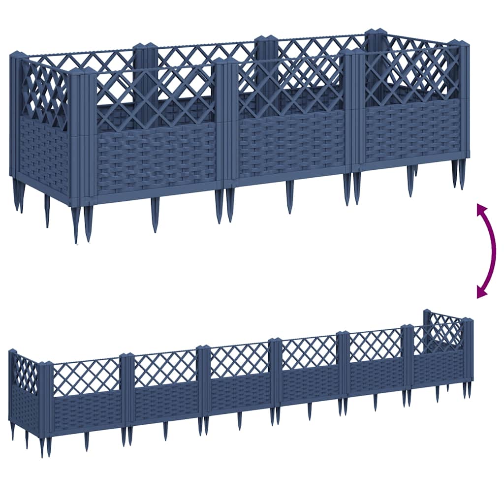 Fioriera Giardino Picchetti Grigio Blu 123,5x43,5x43,5 cm PP | homemem39