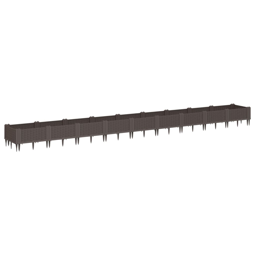 Fioriera da Giardino con Picchetti Marrone 362,5x42,5x28,5cm PP - homemem39