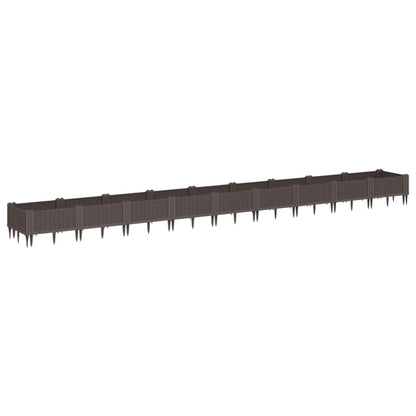 Fioriera da Giardino con Picchetti Marrone 362,5x42,5x28,5cm PP - homemem39