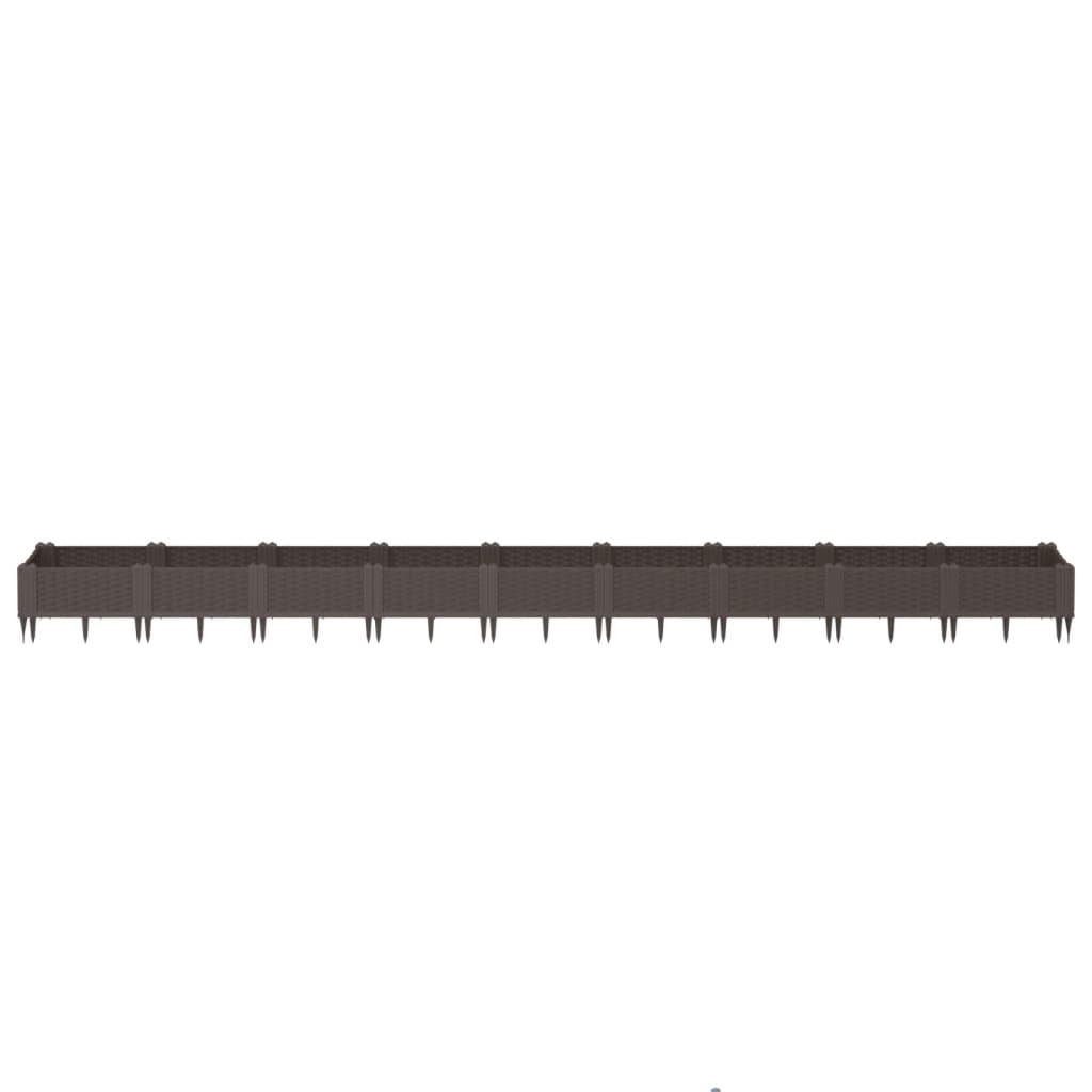 Fioriera da Giardino con Picchetti Marrone 362,5x42,5x28,5cm PP - homemem39