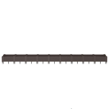 Fioriera da Giardino con Picchetti Marrone 362,5x42,5x28,5cm PP - homemem39