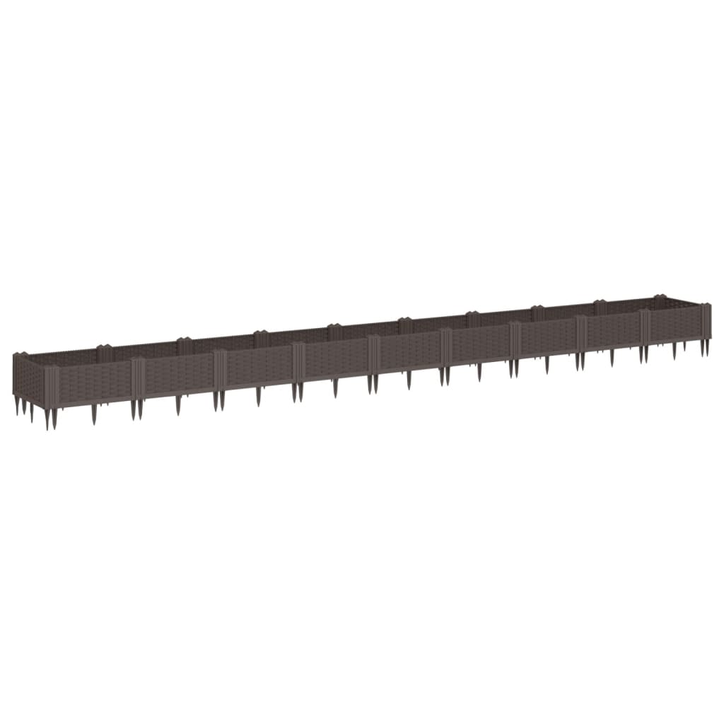 Fioriera da Giardino con Picchetti Marrone 362,5x42,5x28,5cm PP - homemem39