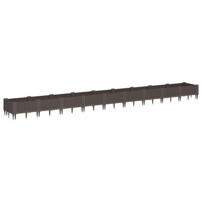 Fioriera da Giardino con Picchetti Marrone 362,5x42,5x28,5cm PP - homemem39