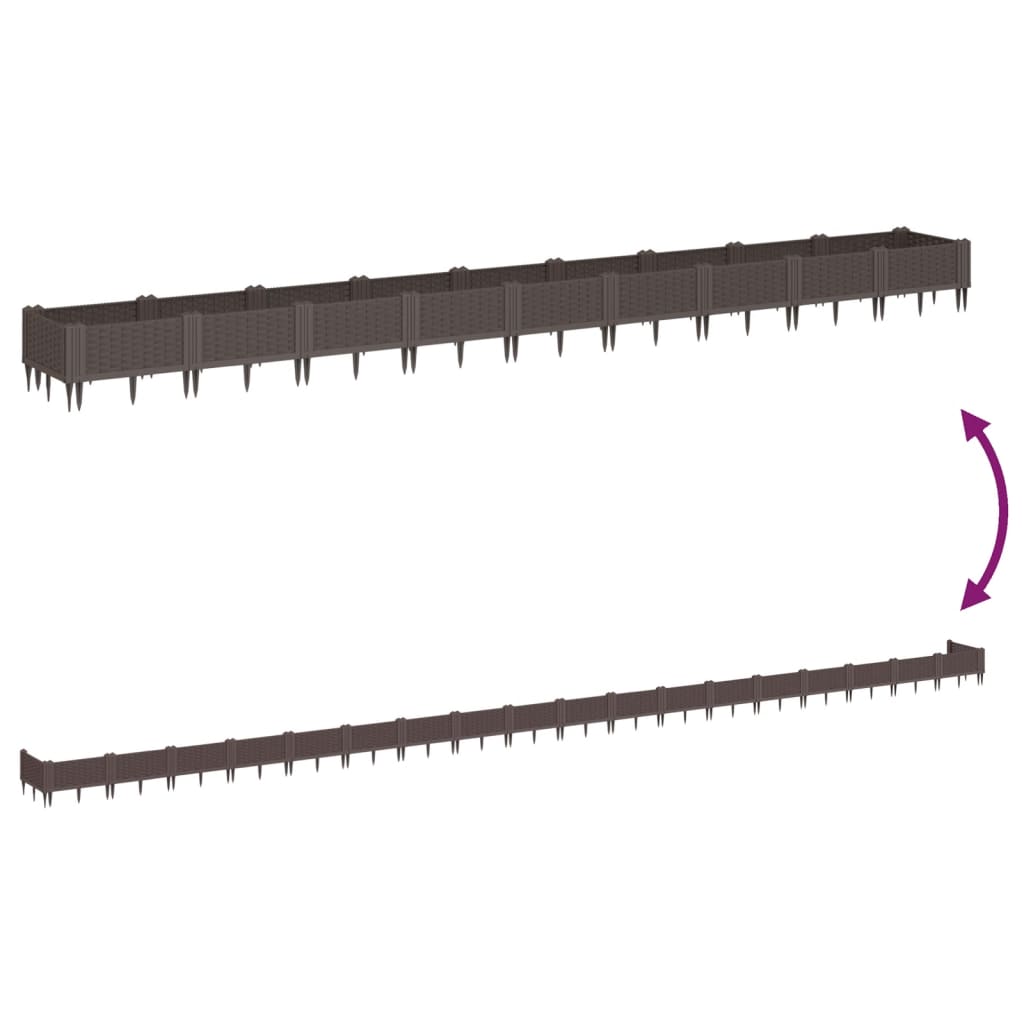 Fioriera da Giardino con Picchetti Marrone 362,5x42,5x28,5cm PP - homemem39