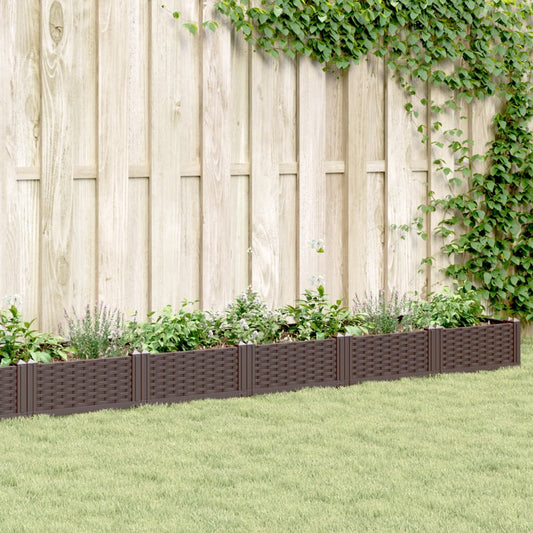 Fioriera da Giardino con Picchetti Marrone 362,5x42,5x28,5cm PP - homemem39