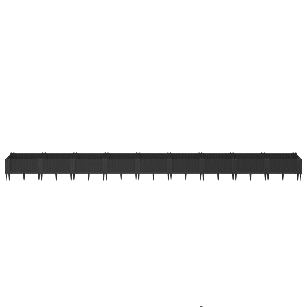 Fioriera da Giardino con Picchetti Nera 362,5x42,5x28,5 cm PP - homemem39