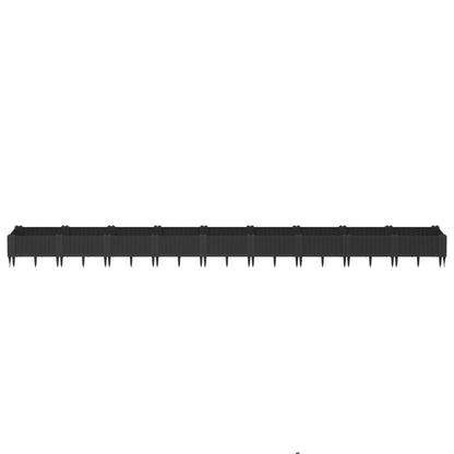 Fioriera da Giardino con Picchetti Nera 362,5x42,5x28,5 cm PP - homemem39